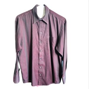 Kenneth Cole wine red long sleeve button down dress shirt men's size 15.5